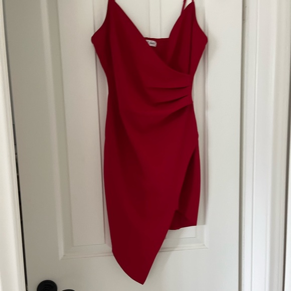 Red Emerald Sundae tulip skirt faux wrap dress - Picture 5 of 13
